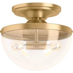 Bellera 15 in. 2-Light Brushed Moderne Brass Flush Mount by KOHLER