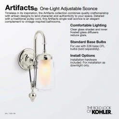 Artifacts 1-Light Brushed Moderne Brass Wall Sconce by KOHLER -KOHLER Sale Store brushed moderne brass kohler vanity lighting k 72581 2gl 31 1000