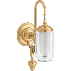 Artifacts 1-Light Brushed Moderne Brass Wall Sconce by KOHLER