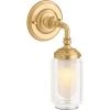 Artifacts 2 Light Brushed Moderne Brass Indoor Bathroom Vanity Light Fixture, Downlight Position Only, UL Listed by KOHLER
