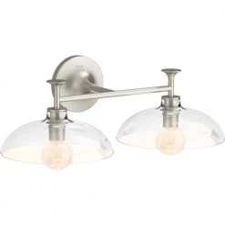 Tone 2 Light Brushed Nickel Indoor Bathroom Vanity Light Fixture, UL Listed by KOHLER