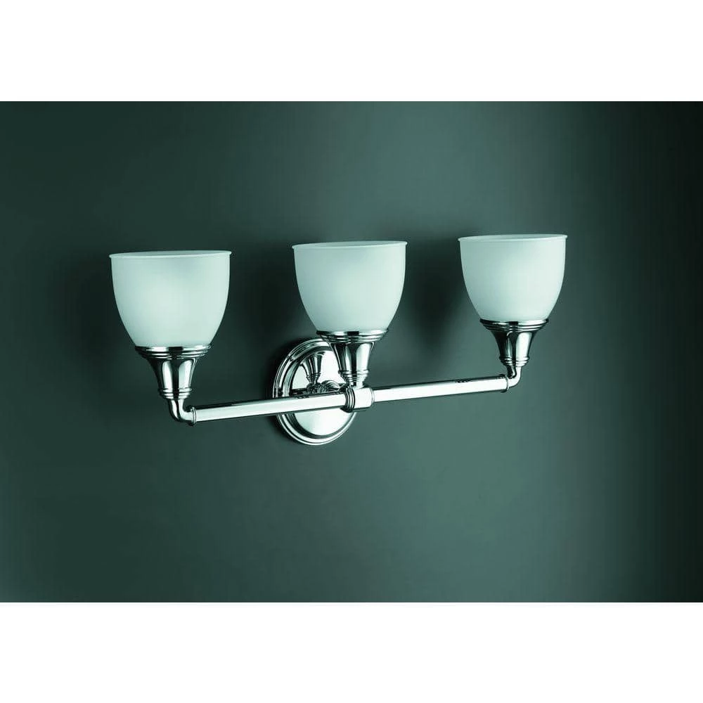 Devonshire 3 Light Brushed Nickel Indoor Bathroom Vanity Light Fixture, Position Facing Up or Down, UL Listed by KOHLER 4 Devonshire 3 Light Brushed Nickel Indoor Bathroom Vanity Light Fixture, Position Facing Up or Down, UL Listed by KOHLER - Image 4