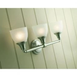 Devonshire 3 Light Brushed Nickel Indoor Bathroom Vanity Light Fixture, Position Facing Up or Down, UL Listed by KOHLER 7 Devonshire 3 Light Brushed Nickel Indoor Bathroom Vanity Light Fixture, Position Facing Up or Down, UL Listed by KOHLER -KOHLER Sale Store brushed nickel kohler vanity lighting k 10572 bnl c3 1000
