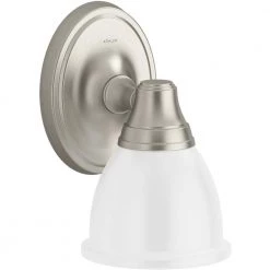 Forte 1 Light Brushed Nickel Indoor Bathroom Wall Sconce, Position Facing Up or Down, UL Listed by KOHLER