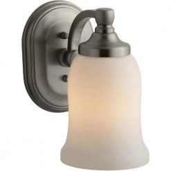 Bancroft 1 Light Brushed Nickel Indoor Bathroom Wall Sconce, Position Facing Up or Down, UL Listed by KOHLER