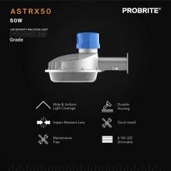 450-Watt Equivalent Integrated LED High-Performance Gray Dusk to Dawn Outdoor Area Light by PROBRITE 11 450-Watt Equivalent Integrated LED High-Performance Gray Dusk to Dawn Outdoor Area Light by PROBRITE -KOHLER Sale Store gray probrite parking lot lights astrx50 pc 4k gr 40 1000