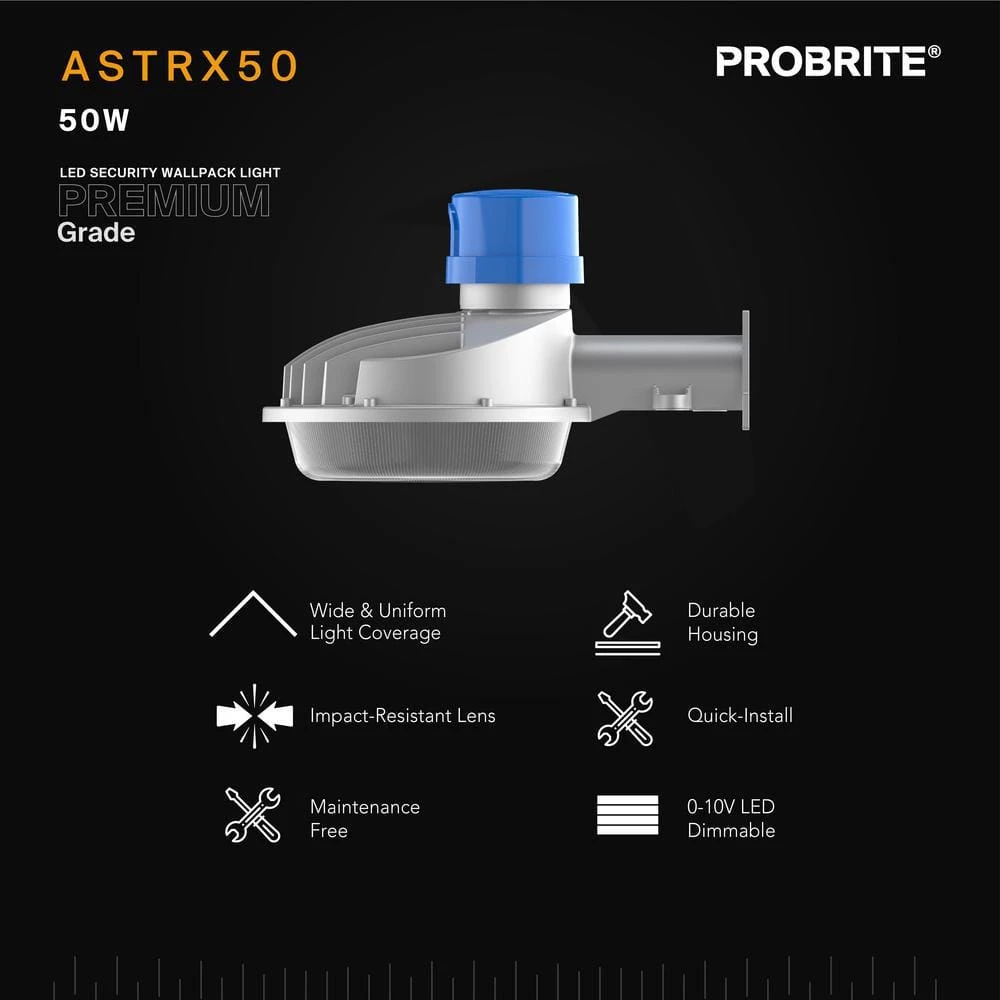 450-Watt Equivalent Integrated LED High-Performance Gray Dusk to Dawn Outdoor Area Light by PROBRITE 3 450-Watt Equivalent Integrated LED High-Performance Gray Dusk to Dawn Outdoor Area Light by PROBRITE - Image 3