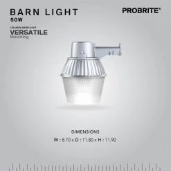 50-Watt High-Performance Standard LED Bulb Gray Outdoor Dusk to Dawn Area and Flood Light by PROBRITE 14 50-Watt High-Performance Standard LED Bulb Gray Outdoor Dusk to Dawn Area and Flood Light by PROBRITE -KOHLER Sale Store gray probrite parking lot lights led50 pc gr 66 1000