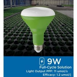 Viribright 9-Watt E26 Medium Base BR30 Non-Dim Indoor and Greenhouse Full Spectrum LED Grow Bulb 11 Umols 1-Bulb -KOHLER Sale Store green viribright grow light bulbs 290102 1f 1000