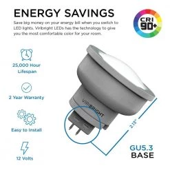 35-Watt Equivalent (4,000K) MR16 Non-Dimmable GU5.3 Base Halogen Replacement LED Light Bulb Cool White (12-Pack) by Viribright -KOHLER Sale Store grey viribright led light bulbs 752148 12mc 1f 1000