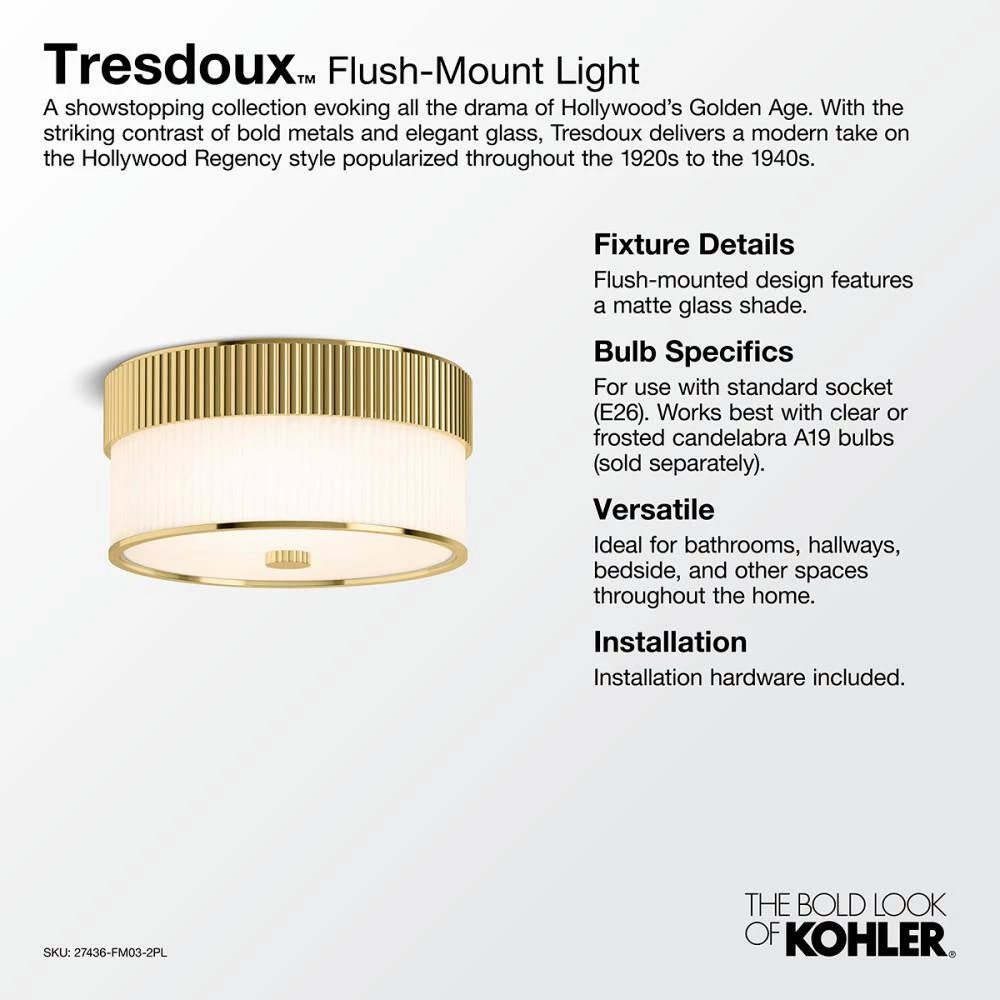 Tresdoux 16 in. 3-Light Gunmetal Flush Mount by KOHLER 4 Tresdoux 16 in. 3-Light Gunmetal Flush Mount by KOHLER - Image 4