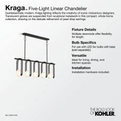 Kraga 5-Light Matte Black Chandelier by KOHLER -KOHLER Sale Store matte black kohler chandeliers 32380 ch05 bll c3 1000