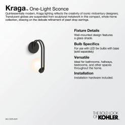 Kraga 1-Light Matte Black Wall Sconce by KOHLER -KOHLER Sale Store matte black kohler vanity lighting 32376 sc01 bll 4f 1000