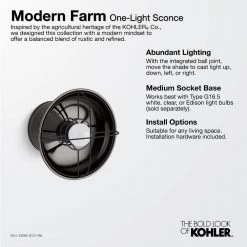 Modern Farm 1-Light Matte White Sconce by KOHLER -KOHLER Sale Store matte white kohler vanity lighting k 23666 sc01 whl 31 1000