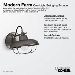 Modern Farm 1-Light Matte White Swinging Sconce by KOHLER 11 Modern Farm 1-Light Matte White Swinging Sconce by KOHLER -KOHLER Sale Store matte white kohler vanity lighting k 23668 sc01 whl 31 1000