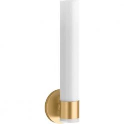 Purist 1 Light Tube Brushed Moderne Brass Indoor Bathroom Wall Sconce, UL Listed by KOHLER