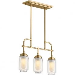 Artifacts 3-Light Moderne Brushed Gold Chandelier by KOHLER