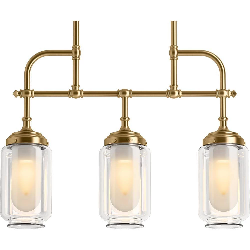 Artifacts 3-Light Moderne Brushed Gold Chandelier by KOHLER 2 Artifacts 3-Light Moderne Brushed Gold Chandelier by KOHLER - Image 2
