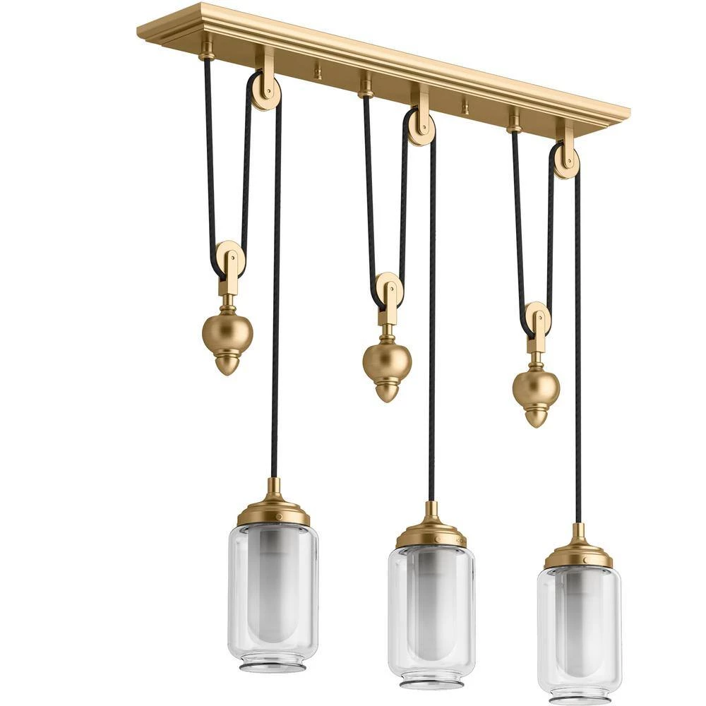 Artifacts 3-Light Moderne Brushed Gold Chandelier by KOHLER 3 Artifacts 3-Light Moderne Brushed Gold Chandelier by KOHLER - Image 3