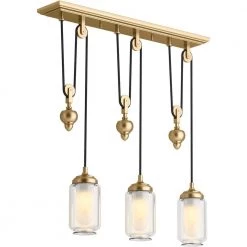 Artifacts 3-Light Moderne Brushed Gold Chandelier by KOHLER