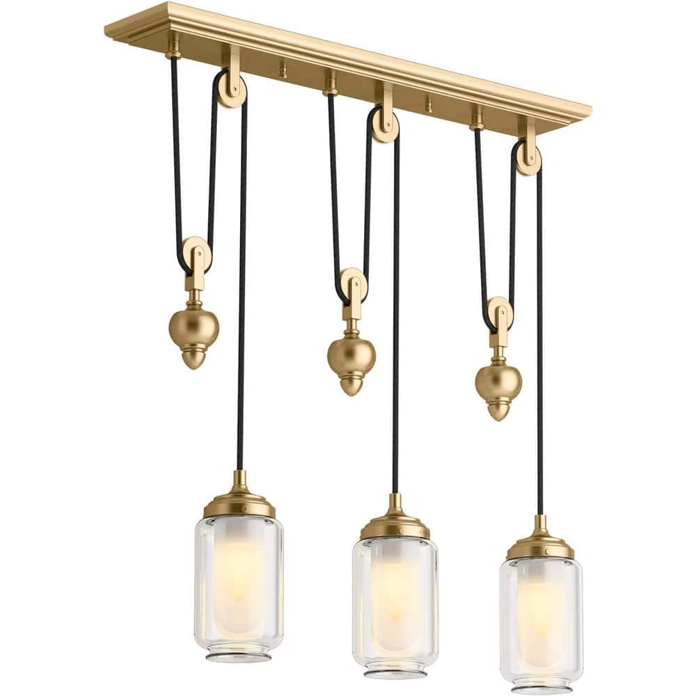 Artifacts 3-Light Moderne Brushed Gold Chandelier by KOHLER 1 Artifacts 3-Light Moderne Brushed Gold Chandelier by KOHLER