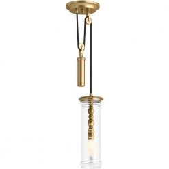 Damask 1-Light Adjustable Moderne Brushed Gold Pendant by KOHLER