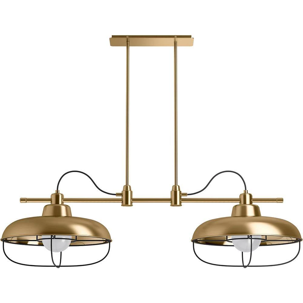 Modern Farm XL 2-Light Modern Brushed Gold Chandelier by KOHLER 3 Modern Farm XL 2-Light Modern Brushed Gold Chandelier by KOHLER - Image 3