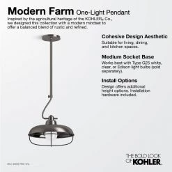 Moderne Farm 1-Light Moderne Brushed Gold Pendant by KOHLER -KOHLER Sale Store modern brushed gold kohler chandeliers 23663 pe01 bgl 31 1000
