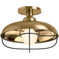 Moderne Farm 12 in. 1-Light Moderne Brushed Gold Flush Mount by KOHLER