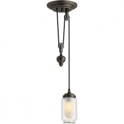 Artifacts 1-Light Adjustable Oil-Rubbed Bronze Pendant by KOHLER