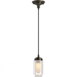 Artifacts 1 Light Pendant Lighting Fixture for Kitchen Island, Oil Rubbed Bronze, 10' Adjustable Cord Length by KOHLER