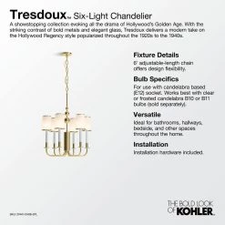 Tresdoux 6-Light Polished Brass Chandelier by KOHLER -KOHLER Sale Store polished brass kohler chandeliers k 27441 ch06 2pl 44 1000