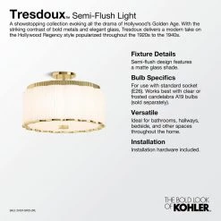 Tresdoux 16.1875 in. 3-Light Polished Brass Semi-Flush Mount by KOHLER -KOHLER Sale Store polished brass kohler flush mount lights 27437 sf03 2pl fa 1000