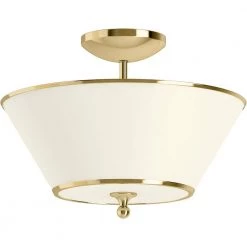 Parohn 16 in. 2-Light Polished Brass Sconce Semi Flush Mount by KOHLER