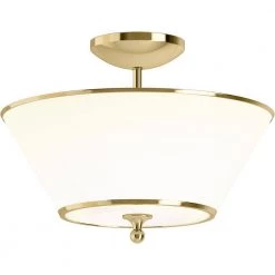 Parohn 16 in. 2-Light Polished Brass Sconce Semi Flush Mount by KOHLER -KOHLER Sale Store polished brass kohler flush mount lights k 27859 fm02 2pl c3 1000