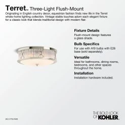 Terret 15 in. 3-Light Polished Chrome Flush Mount by KOHLER -KOHLER Sale Store polished chrome kohler flush mount lights 27750 fm03 cpl 4f 1000
