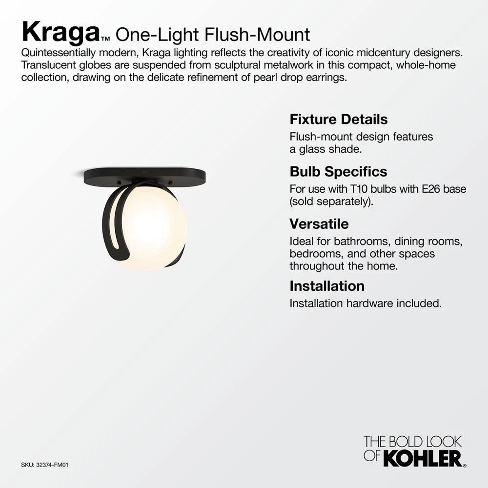 Kraga 14 in. 1-Light Polished Chrome Flush Mount by KOHLER 4 Kraga 14 in. 1-Light Polished Chrome Flush Mount by KOHLER - Image 4