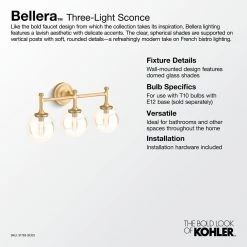 Bellera 3-Light Polished Chrome Wall Sconce by KOHLER 7 Bellera 3-Light Polished Chrome Wall Sconce by KOHLER -KOHLER Sale Store polished chrome kohler vanity lighting 31763 sc03 cpl 4f 1000