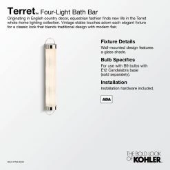 Terret 4-Light Polished Chrome Wall Sconce by KOHLER -KOHLER Sale Store polished chrome kohler vanity lighting k 27753 sc04 cpl 4f 1000