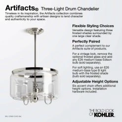 Artifacts 3-Light Polished Nickel Chandelier by KOHLER 13 Artifacts 3-Light Polished Nickel Chandelier by KOHLER -KOHLER Sale Store polished nickel kohler chandeliers 22656 ch03 snl 31 1000