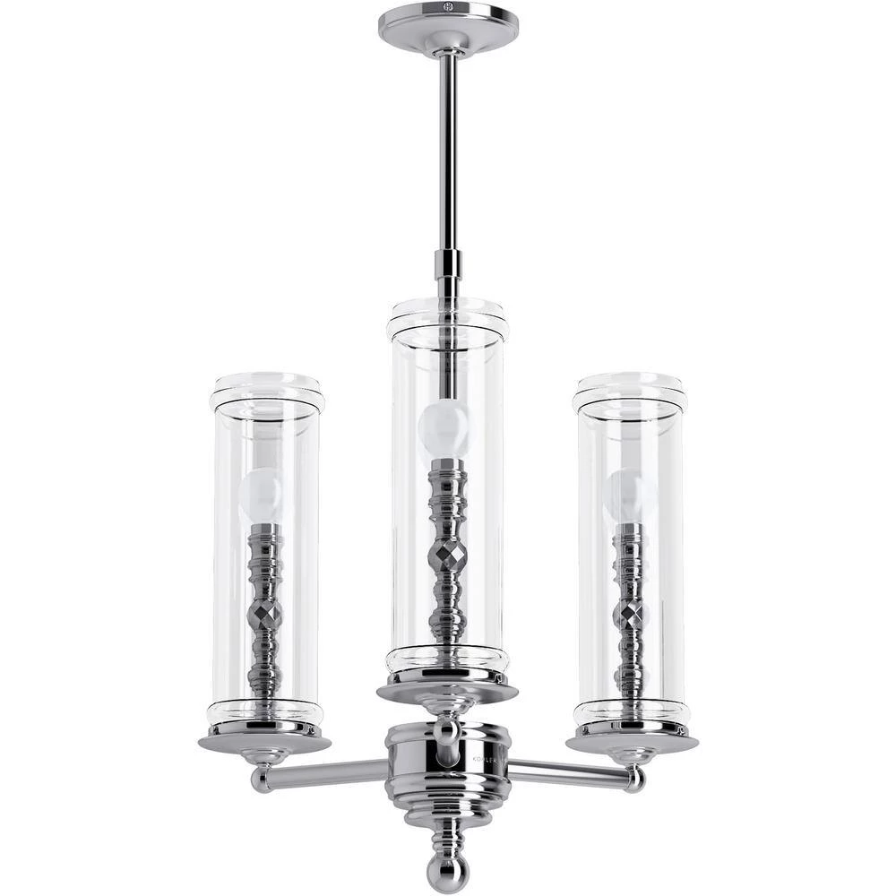 Damask 3-Light Polished Nickel Chandelier by KOHLER 2 Damask 3-Light Polished Nickel Chandelier by KOHLER - Image 2