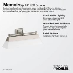 Memoirs Polished Nickel LED Sconce by KOHLER -KOHLER Sale Store polished nickel kohler vanity lighting k 23690 led snl 31 1000