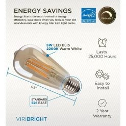 40-Watt Equivalent ST19 Decorative Bulb Amber Glass Filament Vintage Style Led Light Bulb Warm White (12-Pack) by Viribright -KOHLER Sale Store viribright edison bulbs 641350 12sc 44 1000