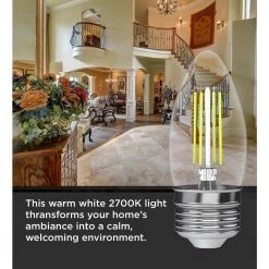 35-Watt Equivalent (2,700K) B10 Dimmable 90+ CRI Chandelier LED Light Bulb, Warm White (6-Pack) by Viribright -KOHLER Sale Store viribright edison bulbs 74552 6 1f 1000