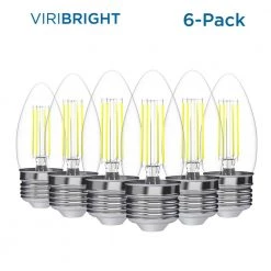 35-Watt Equivalent (2,700K) B10 Dimmable 90+ CRI Chandelier LED Light Bulb, Warm White (6-Pack) by Viribright
