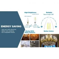 35-Watt Equivalent (2,700K) B10 Dimmable 90+ CRI Chandelier LED Light Bulb, Warm White (6-Pack) by Viribright -KOHLER Sale Store viribright edison bulbs 74552 6 76 1000