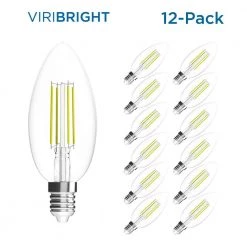 35-Watt Equivalent B10 Dimmable E12 Candelabra Base LED Light Bulb Warm White (12-Pack) by Viribright