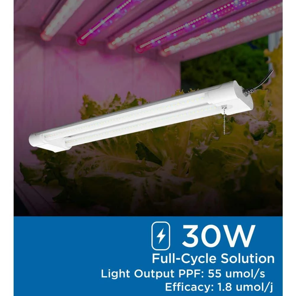 2 ft. 30-Watt Indoor Full Spectrum Integrated LED Linkable Grow Light Daylight 5000K 1-Fixture by Viribright 4 2 ft. 30-Watt Indoor Full Spectrum Integrated LED Linkable Grow Light Daylight 5000K 1-Fixture by Viribright - Image 4
