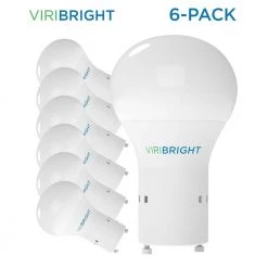 60-Watt Equivalent A19 GU24 LED Light Bulb, (2700K) Warm White (6-Pack) by Viribright