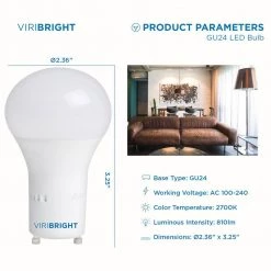 60-Watt Equivalent A19 GU24 LED Light Bulb, (2700K) Warm White (6-Pack) by Viribright -KOHLER Sale Store viribright led light bulbs 750335 6 76 1000